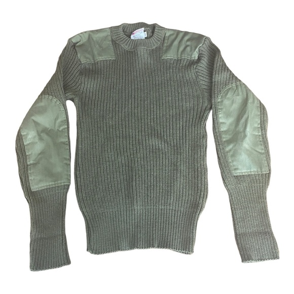 Jack Young Associates Vintage Green 100% Wool Military Tactical Sweater Size 42 - Picture 3 of 10